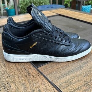 Adidas Busenitz Black and White and Gold Skateboard Sneakers